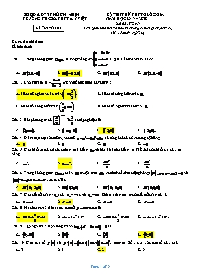 Đề thi thử THPT Quốc gia môn Toán - Đề số 012 - Năm học 2019-2020 - Trường THCS và THPT Mỹ Việt (Có đáp án)